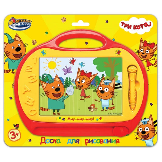 Доска для рисования ТРИ КОТА магнитная ч/б на блистере ИГРАЕМ ВМЕСТЕ в кор.2*120шт