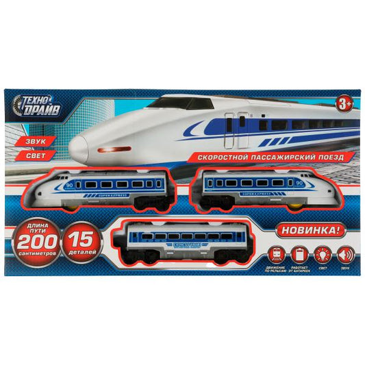 Железная дорогазвук свет-, длина пути 200, кор.48*25*6,5см ТЕХНОДРАЙВ в кор.2*12шт