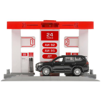 Игрушка пластик свет-звук АВТОЗАПРАВОЧНАЯ СТАНЦИЯ 21 см, lexus lx, кор. Parc technologique en cor.2*24шт