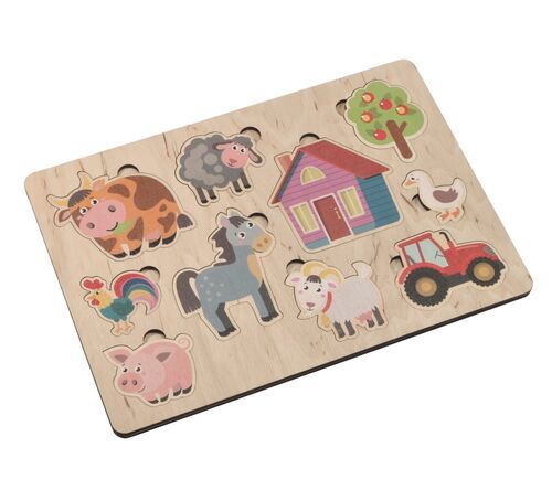 ИГРА РАЗВИВАЮЩАЯ ДЕРЕВЯННАЯ "ФЕРМА" (30Х21СМ) в кор.15шт