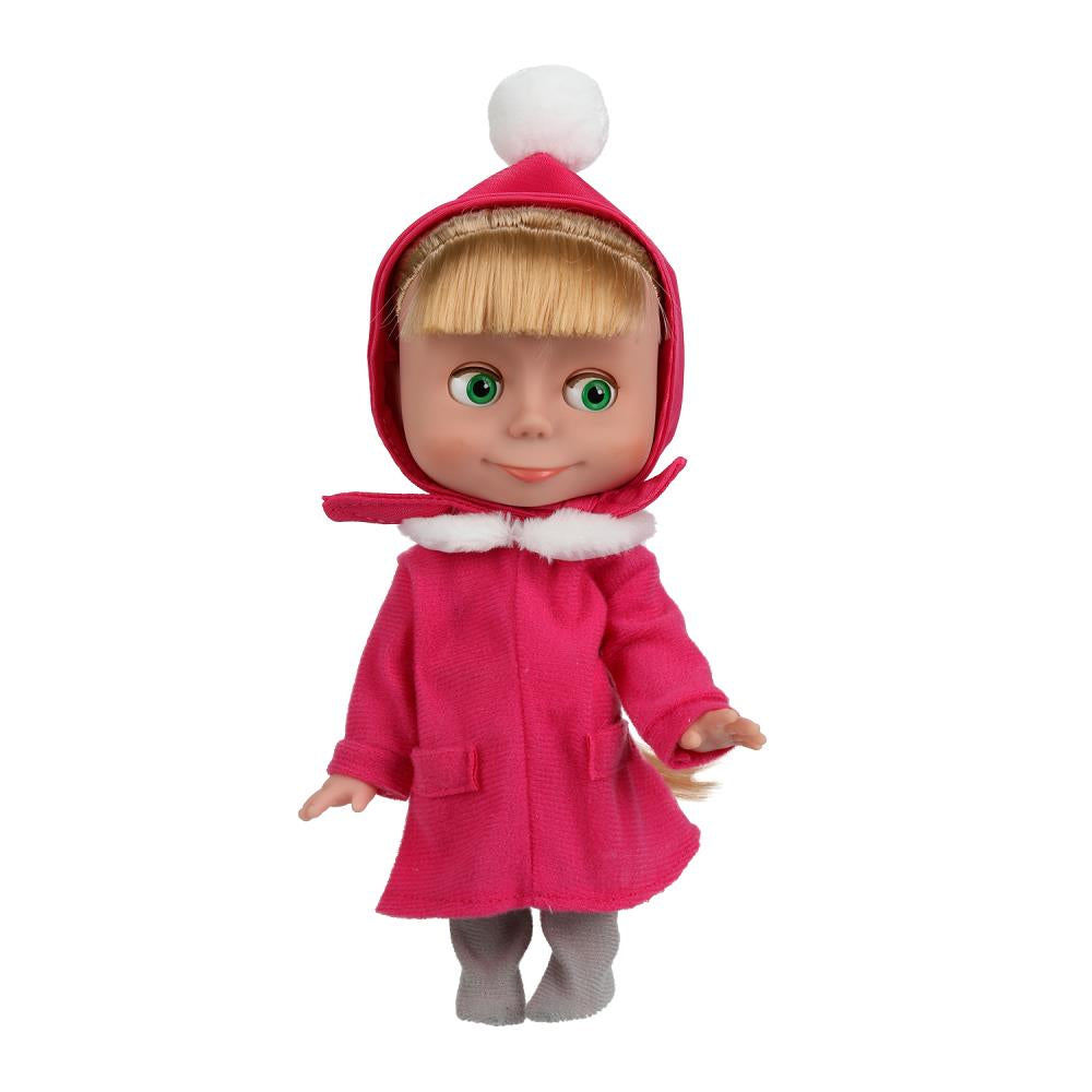 Кукла на бат озвучка Маша и Медведь маша 25 см, озвучка, зимняя одежда, кор КАРАПУЗ в кор.18шт