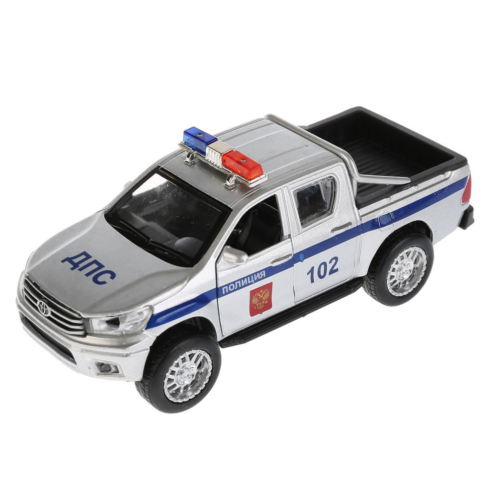 ТМ Технопарк. Машина металл "TOYOTA HILUX ПОЛИЦИЯ", длина 12см, свет+звук,инерц. в кор. в кор.2*36шт