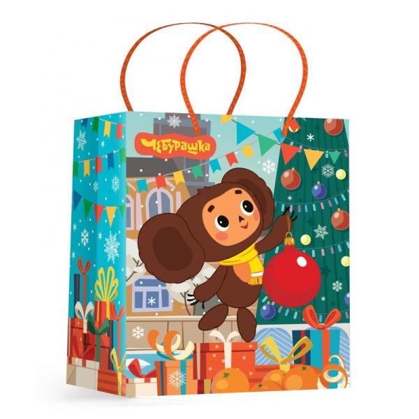 Пакет подарочный МАТОВЫЙ СОЮЗМУЛЬТФИЛЬМ xl,Чебурашка новогодни,140 гр/м2 ЧУДО ПРАЗДНИК в кор.5*12шт