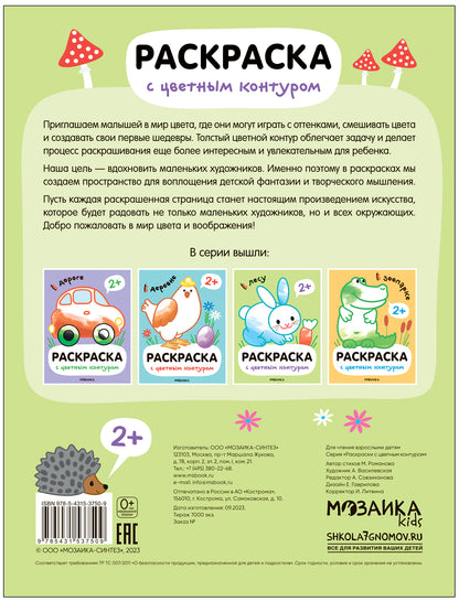 Раскраски с цветным контуром. В лесу
