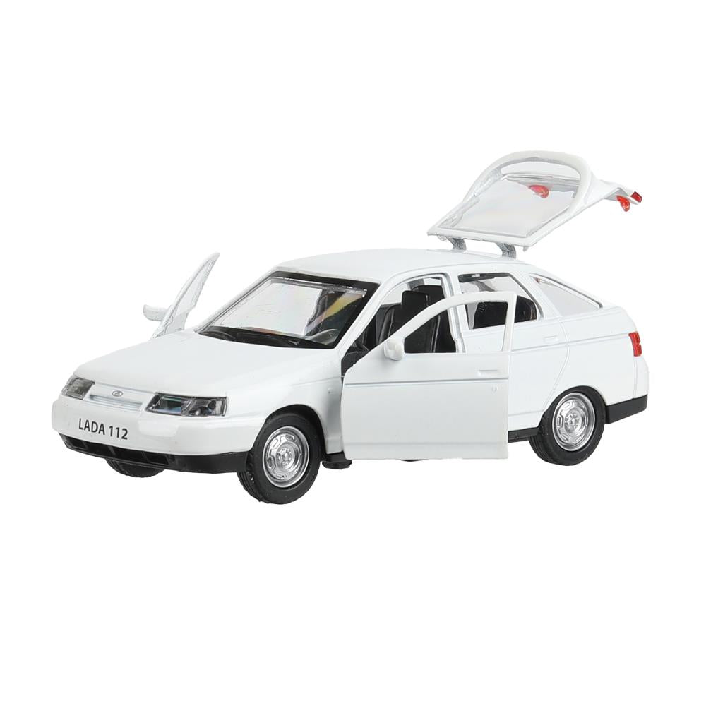 Машина металл ваз-2112 12 см, двери, багаж, белый, кор. Технопарк в кор.2*36шт