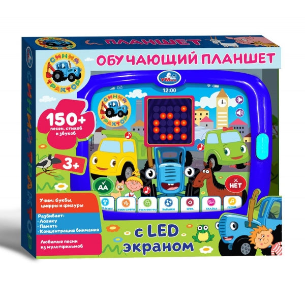 Обучающий планшет с led-экраном СИНИЙ ТРАКТОР 130 песен,стихов,звуков.кор.бат. Умка в кор.48шт