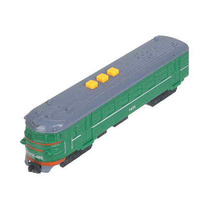 Модель пластик свет-звук ЭЛЕКТРИЧКА 20 см, 3 кнопки,зеленый с белым, кор. Технопарк в кор.48шт