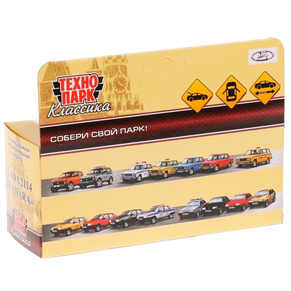 Машина металл LADA -2114 "САМАРА" ТАКСИ, 12 см, двери, сумка, инерц., кор. Технопарк в кор.2*36шт