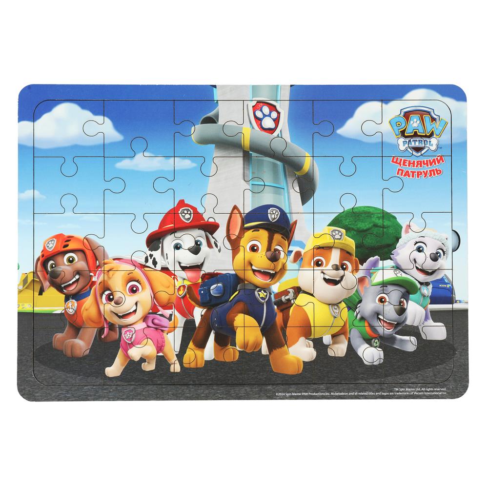 Игрушка деревянная пазл 28*19.5 см. Щенячий Патруль терм. пакет Буратино в кор.28шт