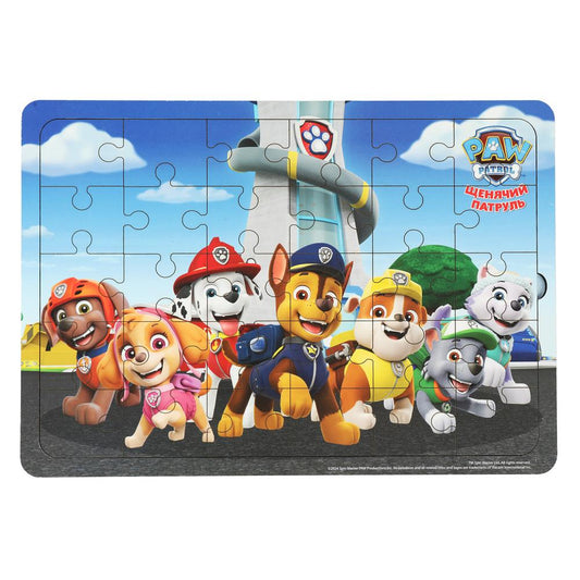 Игрушка деревянная пазл 28*19.5 см. Щенячий Патруль терм. пакет Буратино в кор.28шт
