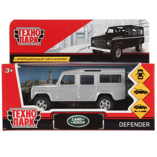 Машина металл LAND ROVER DEFENDER 12см, открыв. двери, инерц, серебр. в кор. Технопарк в кор.2*36шт