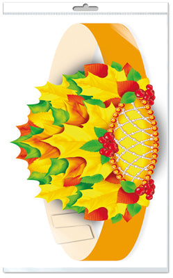 *МА-13777 Маска-ободок. Кленовые листья осенние (УФ-лак, в индивидуальной упаковке, с европодвесом и клеевым клапаном) - тема Деревья