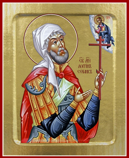 Икона Лонгина Сотника, мученика (на дереве): 125 х 160