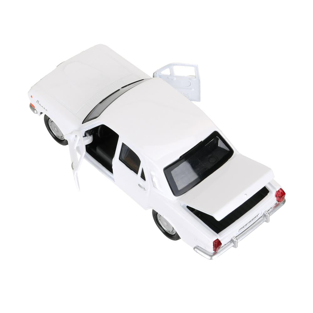 Машина металл ГАЗ-2401 ВОЛГА длина 12 см, двери, багажник, инерц, белый, кор. Технопарк в кор.2*36шт