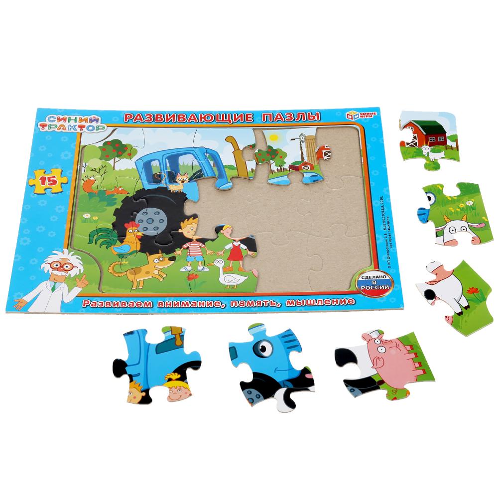 4680013713751 301315 РАЗВИВАЮЩИЕ ПАЗЛЫ В РАМКЕ "УМНЫЕ ИГРЫ" СИНИЙ ТРАКТОР .15Д. 30*22*0,5СМ в кор.