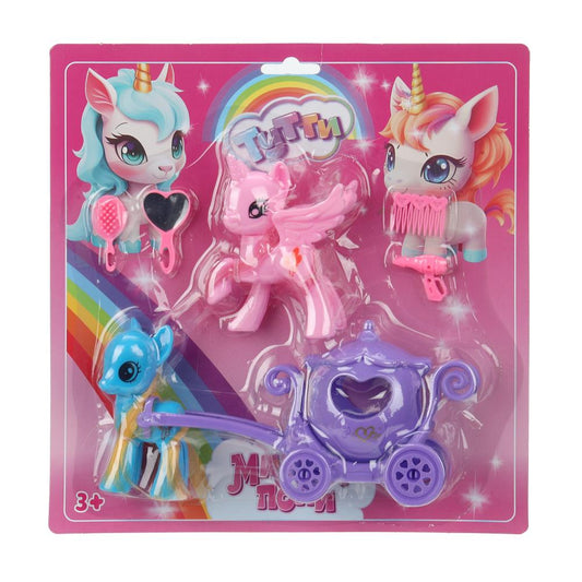 Набор пони пластиковый (6см и 6см), карета, на блистере Тутти в кор.2*72наб