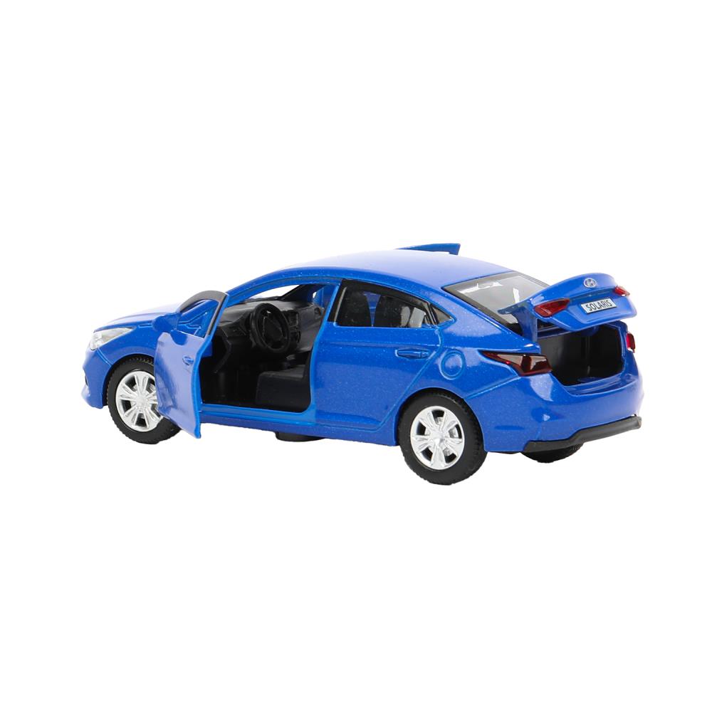 Машина металл HYUNDAI SOLARIS, 12 см, двери, багажник, инерц, синий, кор. Технопарк в кор.2*36шт