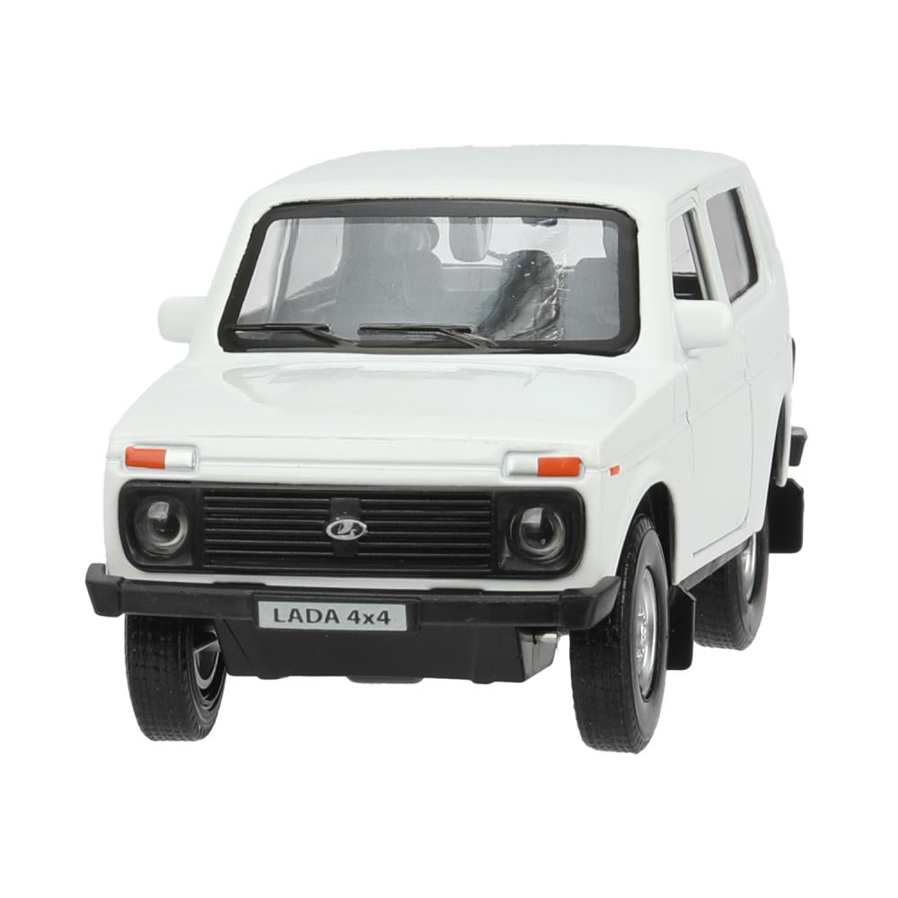Машина металл LADA 4x4 длина 12 см, двери, багажник, инерц, белый, кор. Технопарк в кор.2*36шт