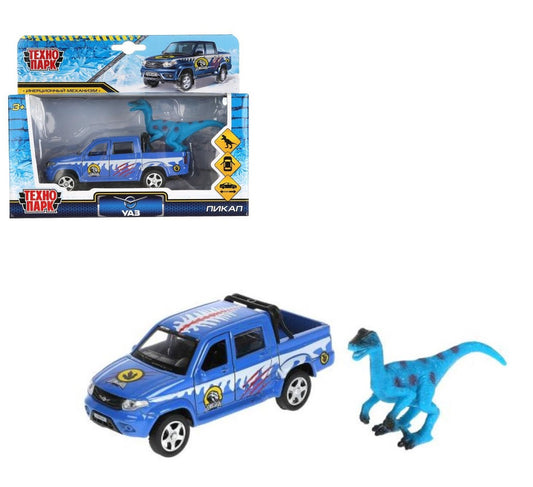 PICKUP-12SNOW-DINO 315128 Машина металл UAZ PICKUP СНЕГ 12 см, двери, багаж, инерц, динозавр, кор.