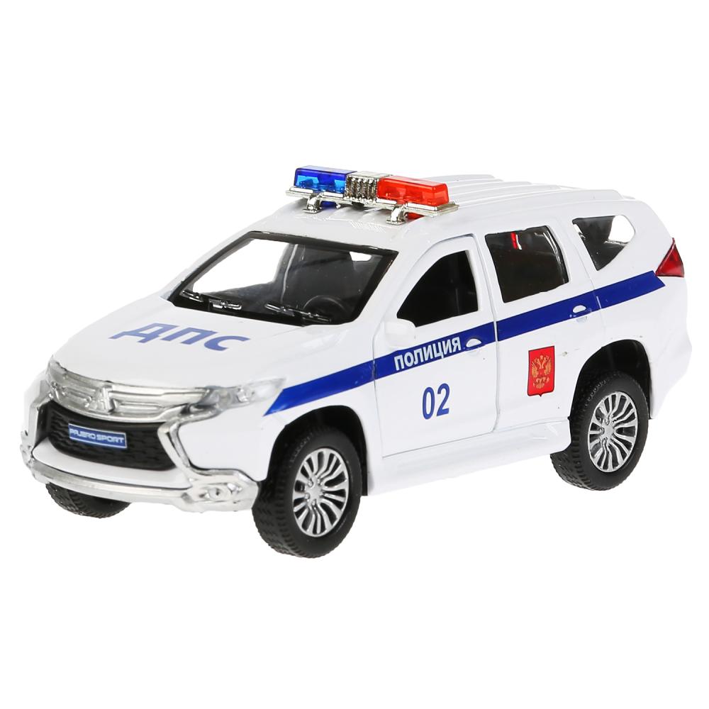 Машина металл MITSUBISHI PAJERO SPORT ПОЛИЦИЯ, 12 см, дв, баг, ин,белый,кор Технопарк в кор.2*36шт