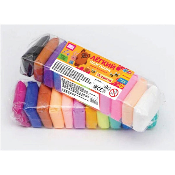 Легкий пластилин СОЮЗМУЛЬТФИЛЬМ 12 цв. 10 гр. MultiArt в кор.72наб