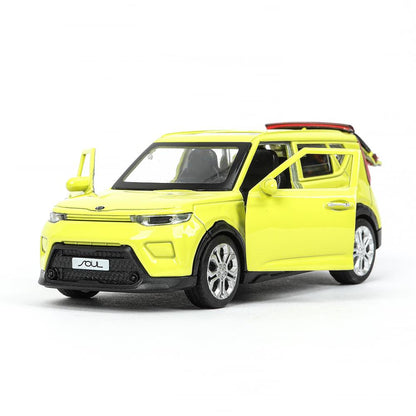 Машина металл KIA soul длина 12 см, двери, багаж., инерц, салатовый, кор. Технопарк в кор.2*36шт