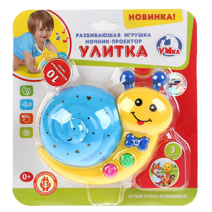 Музыкальный ночник-проектор ТМ Умка "Улитка" на бат. руссифиц. на карте. (рус. уп.) в кор.2*48шт