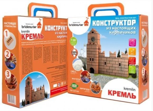 КОНСТРУКТОР "КРЕМЛЬ" ИЗ НАСТОЯЩИХ КИРПИЧИКОВ (130 ДЕТАЛЕЙ) в кор.5шт