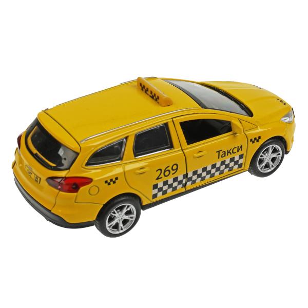 Машина металл FORD FOCUS TURNIER ТАКСИ длина 12 см, дверь, багажник, инерц, кор. Технопарк в кор.2*36шт