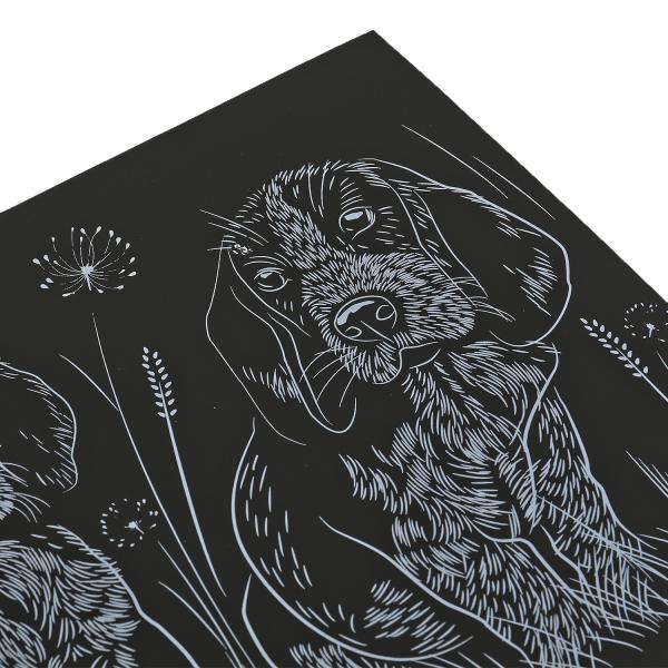 Гравюра 18*24 см бигли, цветная МУЛЬТИ АРТ в кор.120шт