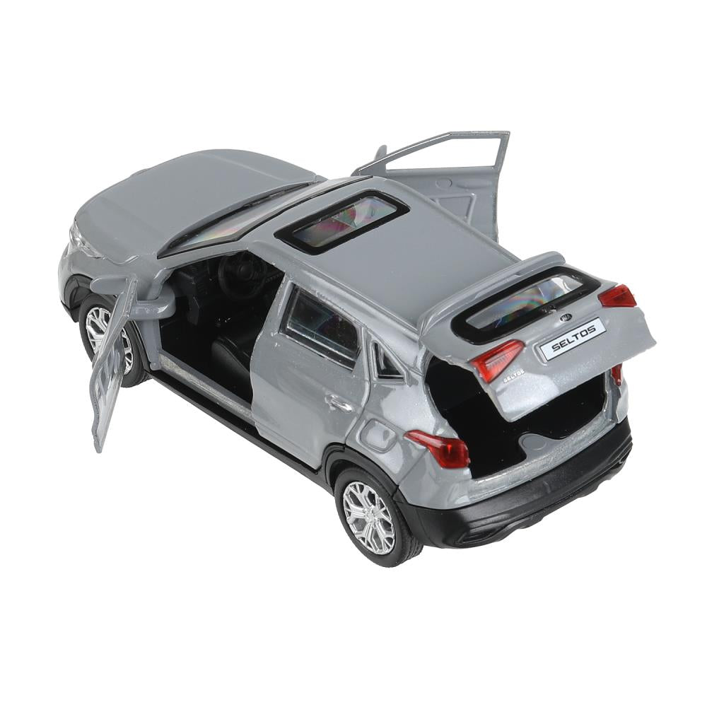 Машина металл KIA seltos длина 12 см, двери, багажник., инерц, серебряный, кор. Технопарк в кор.2*36шт