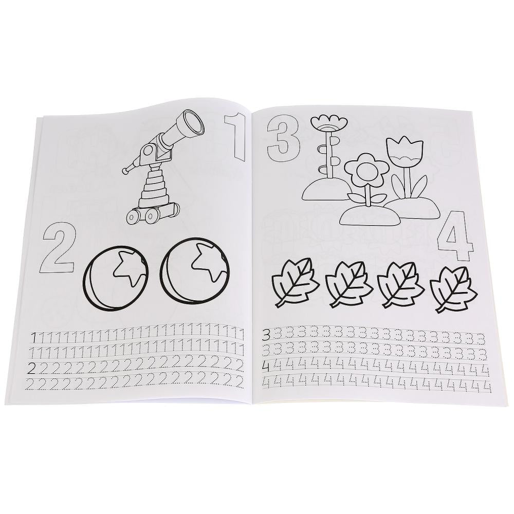 Мульт. Азбука и счет. Микс. (Первая раскраска с прописями, А4). 214х290 мм. 16 стр. Умка в кор.50шт