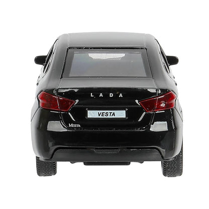 Машина металл LADA vesta 11,5 см, двери, черный, кор. Технопарк в кор.2*36шт
