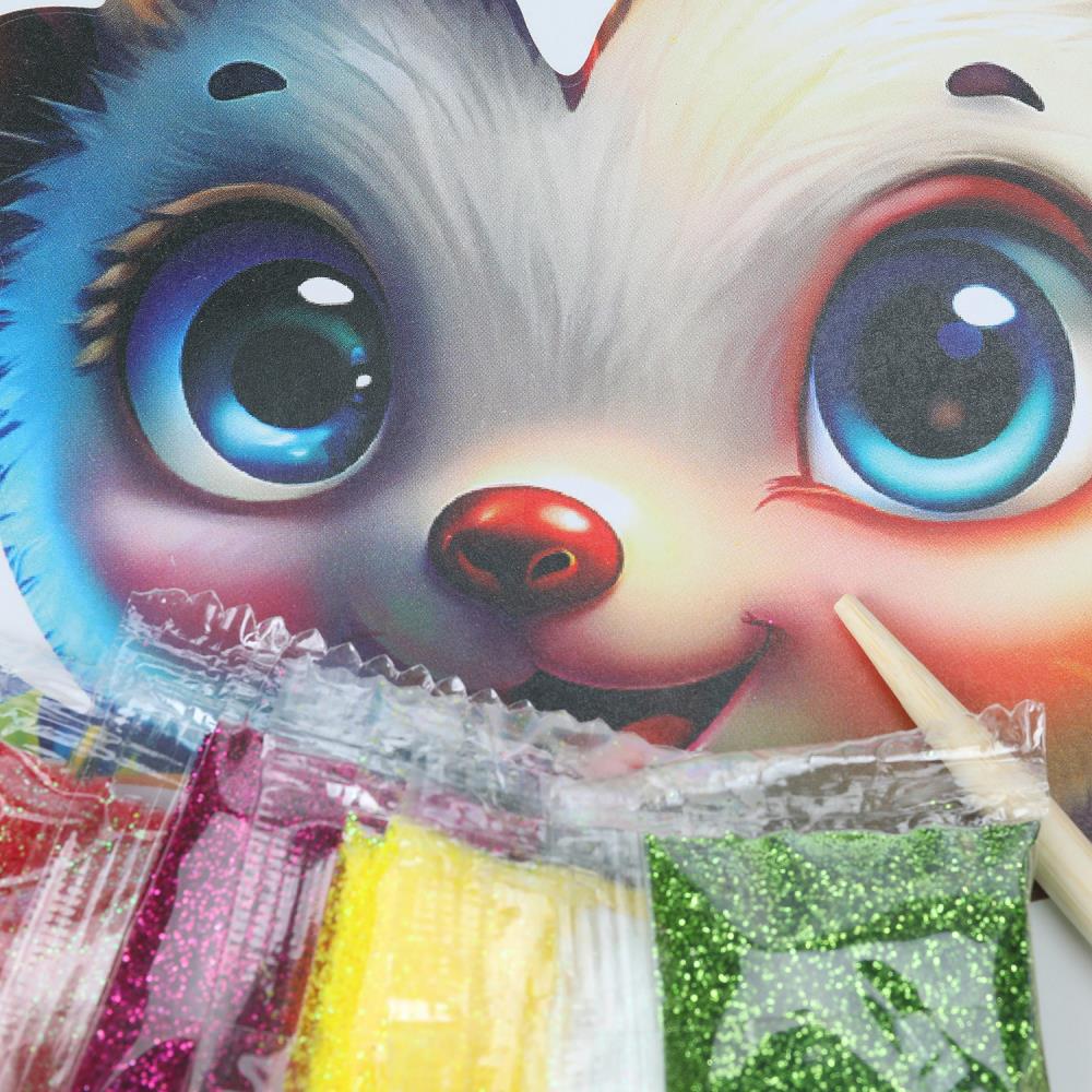 Аппликация песком с блестками Ёжик 17*23 см МУЛЬТИ АРТ в кор.100шт