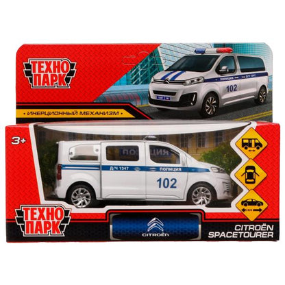 Машина металл CITROEN SPACE TOURER ПОЛИЦИЯ 12 см, двер, инер, бел, кор. Технопарк в кор.2*36шт