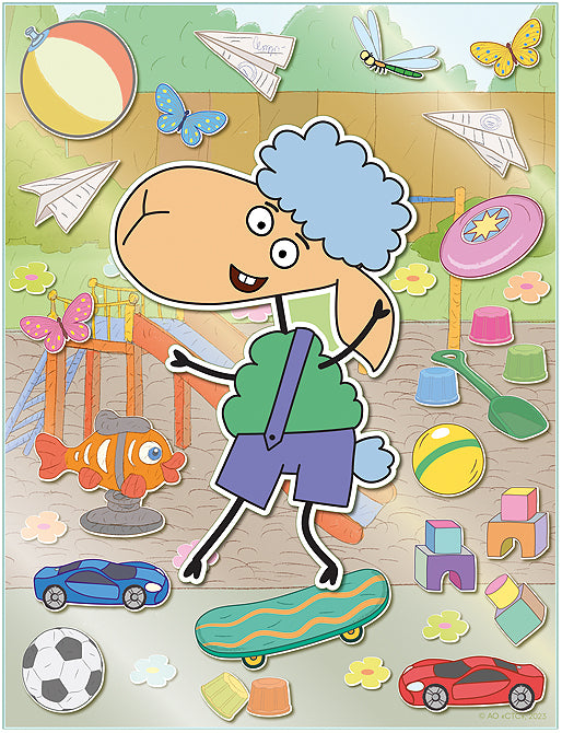 Отель у овечек. Аппликация наклейками объемная картина "Барашек Беня на скейте"