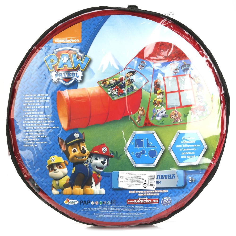 Палатка детская игровая Щенячий Патруль с тоннелем,81x95x95,46x100см Играем вместе в кор.10шт