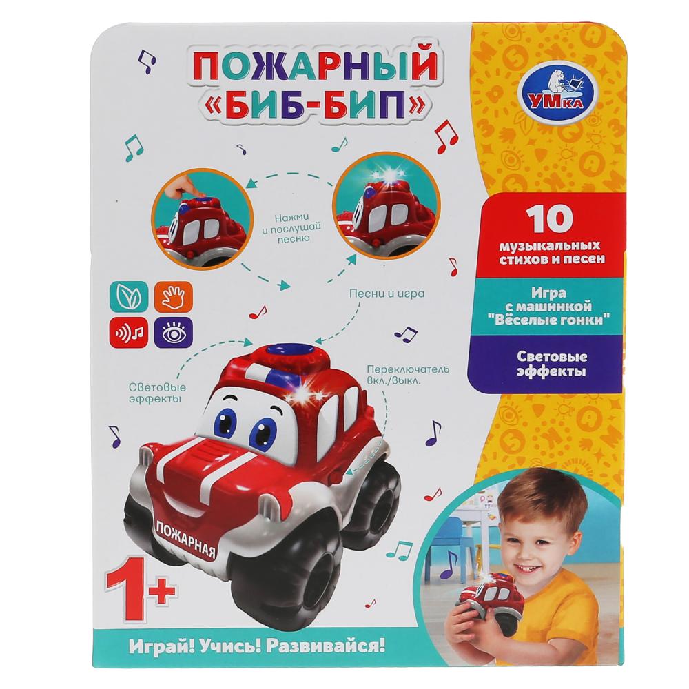 Музыкальная машинка пожарный "бип-бип". 5 песен из м/ф, 5 муз.стихов,игра, свет. Умка в кор.48шт