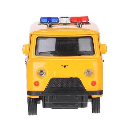 Машина металл свет-звук Уаз-452 "буханка" МИЛИЦИЯ 10,5 см,,желтый, кор. Технопарк в кор.2*36шт