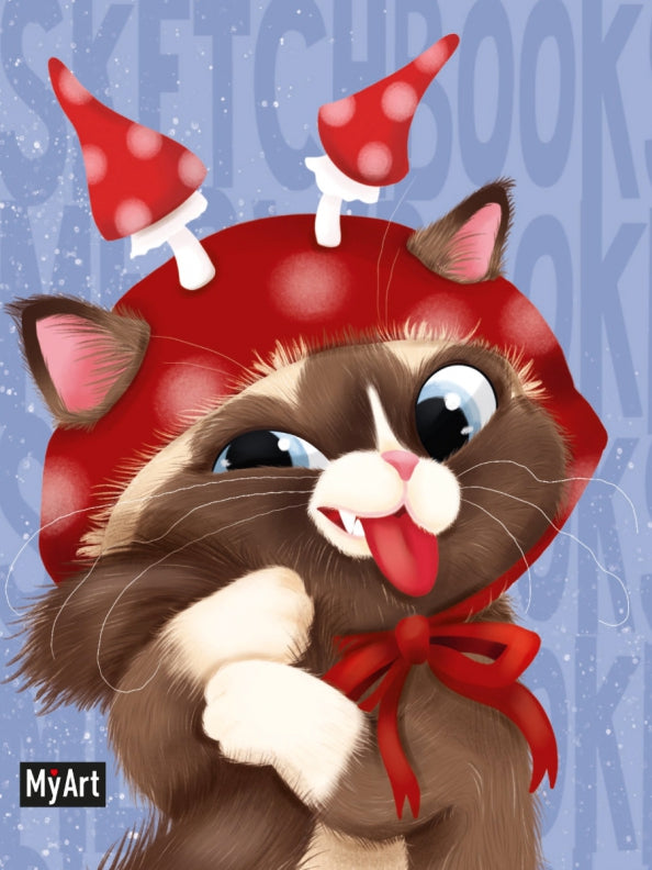 MyArt. MeowBook СКЕТЧБУК. Котик в шапке