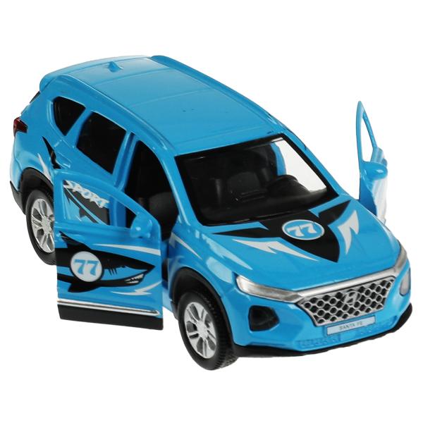 SANTAFE2-12SRT-BU338054 Машина металл HYUNDAI SANTAFE SPORT 12 см, двер, багаж, инерц, голубой, кор.