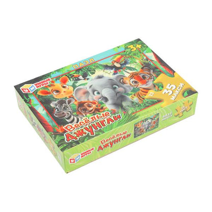Весёлые джунгли. Макси-пазлы в коробке. Пазл 35 деталей. 180х127х35 мм. Умные игры в кор.24шт