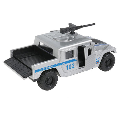 Машина металл свет-звук ПОЛИЦЕЙСКИЙ ВНЕДОРОЖНИК ПИКАП 12см, двер, сер, кор. Технопарк в кор.2*36шт