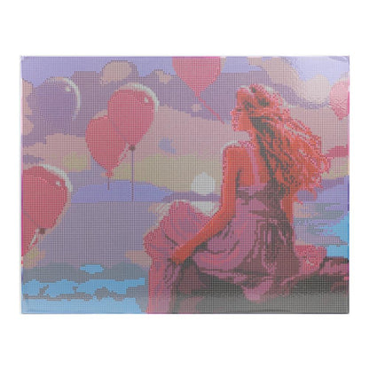 Алмазная мозаика 40*50 с подрамником девушка у моря с шарами МУЛЬТИ АРТ в кор.20шт