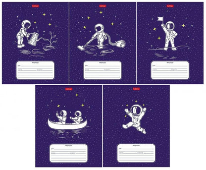 Тетрадь Астронавт, 12 листов, косая линия с дополнительной горизонтальной, А5, в ассортименте