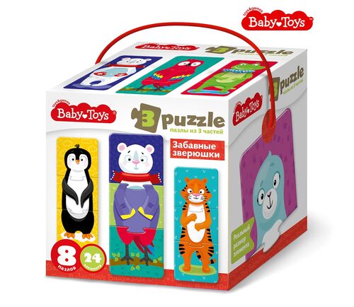 Пазлы тройные "Забавные зверюшки" 24 эл Jouets pour bébé (макси)