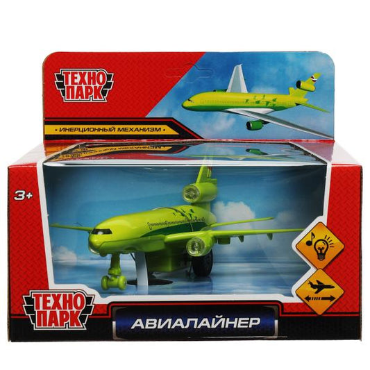 1792841S-R 343704 Модель металл свет-звук АВИАЛАЙНЕР 19,5см, св-зв, кор. Технопарк в кор.24шт