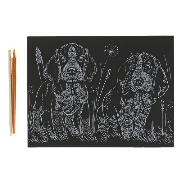 Гравюра 18*24 см бигли, цветная МУЛЬТИ АРТ в кор.120шт