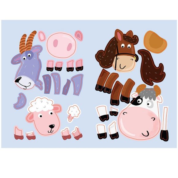 Наклейки с загадками. Собери по частям. В деревне