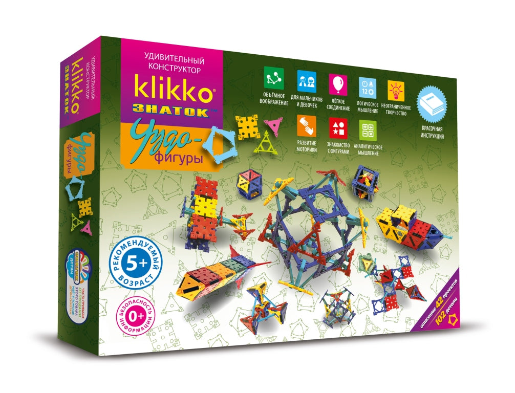 Удивительный конструктор ЗНАТОК-Klikko Чудо ФИГУРЫ 43в1 (102 детали)